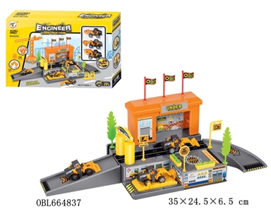 The parking lot with three plastic truck series - OBL664837