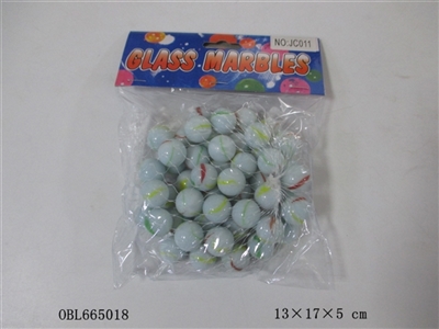 50只庄奶白三花玻璃珠（1.6cm） - OBL665018