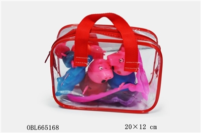 活手活脚塑料一家四口带蝴蝶千秋和摇铃 - OBL665168