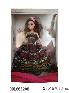 高档婚纱大裙十一寸半实身3D真眼珠环保芭比 - OBL665208