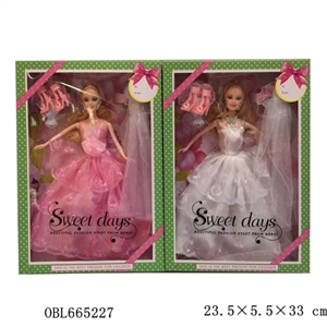 婚纱十一寸半实身时装芭比带鞋子加睫毛 - OBL665227