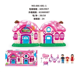 电动别墅配一家三口，家具（六灯七彩，音乐，璇转图案） - OBL665971