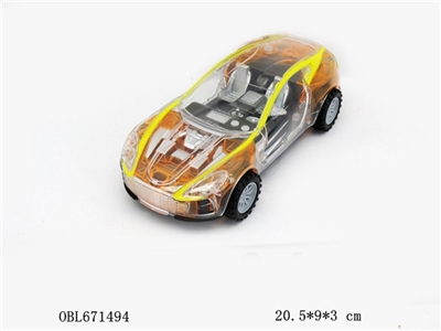 七彩灯光音乐透明惯性赛车（橙） - OBL671494