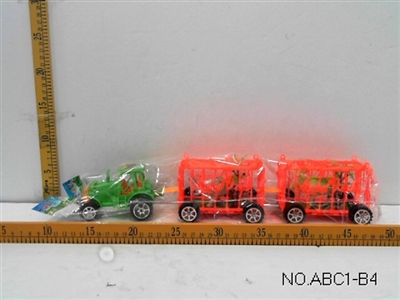 惯性农夫车拖2个动物笼+2只动物2树 - OBL673188