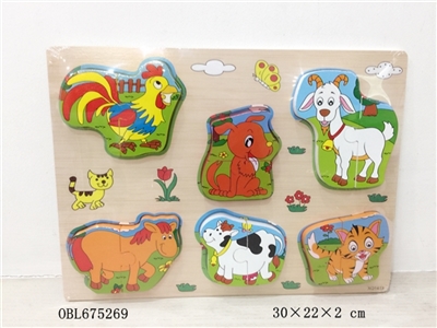 Wooden jigsaw puzzles vertical farm animals - OBL675269