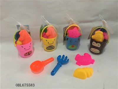 5PCS红黄蓝啡动物小桶组合 - OBL675583