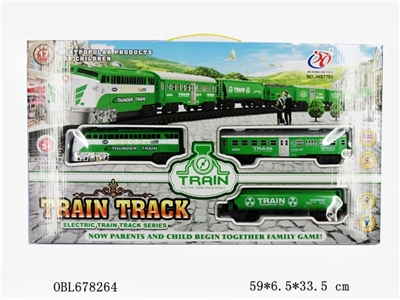 Green electric light music track car at a high speed - OBL678264