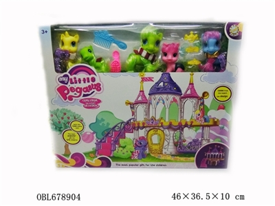 Cartoon horse disassembling the castle - OBL678904