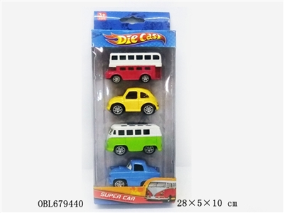Four cars Q edition cartoon back in alloy car - OBL679440
