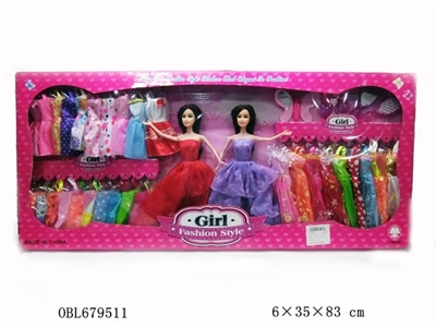 Evening wear fashionable barbie two sisters with 20 sets of skirt ten sets of dress and decoration - OBL679511
