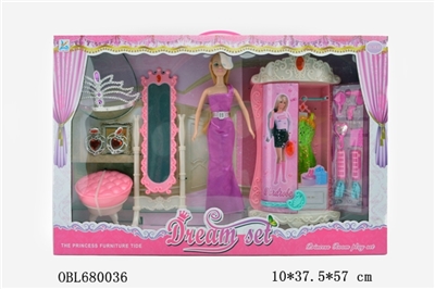 Cosmetic mirror wardrobe with a 11.5 -inch live hand real barbie - OBL680036