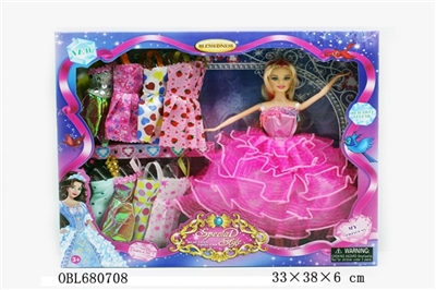 Multi-layer dress barbie with 10 pieces of clothing - OBL680708