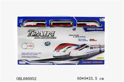 Electric rail train with waiting building (53 PCS, with lights) - OBL680952