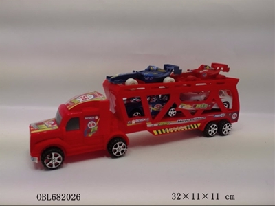 实色惯性拖头载4只赛车（3色混装） - OBL682026