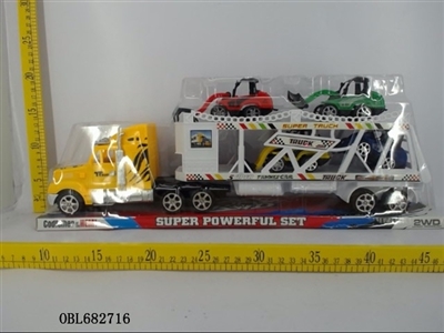 实色惯性拖头载4只滑行工程车 - OBL682716
