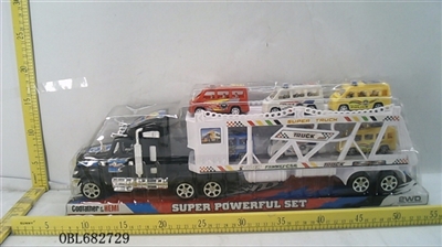 喷漆惯性拖头栏载6只滑行警车 - OBL682729