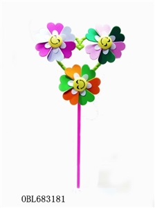 Peach heart skeleton 3 EVA double-color windmills and small white flowers - OBL683181