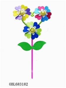 Peach heart skeleton 3 EVA double-color windmills and small white flowers and leaves - OBL683182