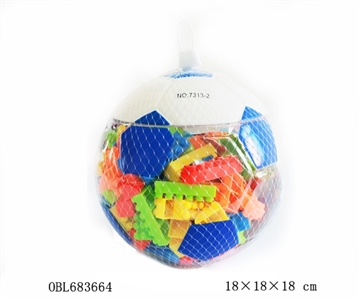 蓝色足球类益智类2#积木多色混装称重230克（195PCS+） - OBL683664