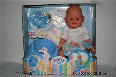 Blink of an eye, tears, screaming, drink water, drink milk, urine, bedpan, music, light doll - OBL684651