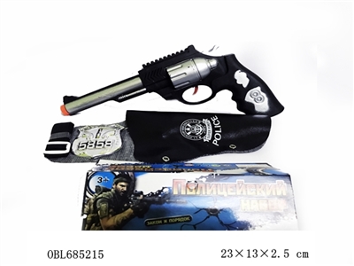 线条银火石枪配皮套警徽 - OBL685215