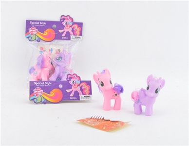 Two ponies polyster stickers with comb horse - OBL685932