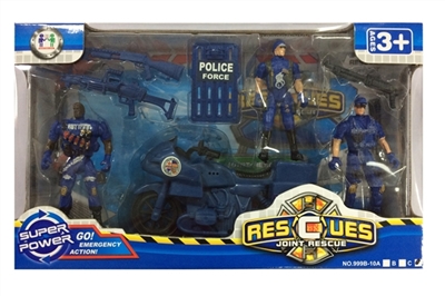 Police set of slide/small motorcycle, soldiers and accessories - OBL688089