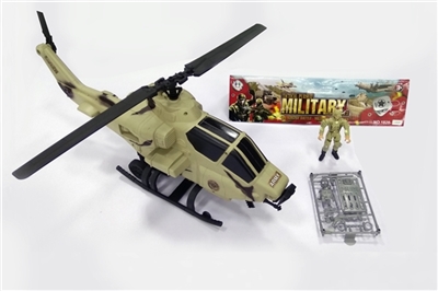 Military suit slide/apache (package two button batteries, with sound, lights), soldiers and accessor - OBL688128