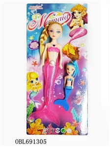 9寸灯光美人鱼配小鱼 - OBL691305