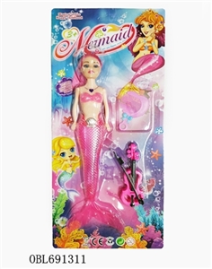 9寸灯光美人鱼配吉他、梳 - OBL691311