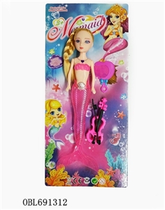 9寸灯光美人鱼配吉他、梳 - OBL691312