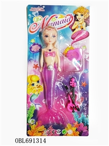 9寸灯光美人鱼配吉他、梳 - OBL691314