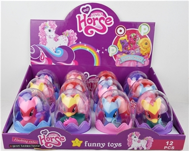 Big 3 color horse with the comb display box 12 egg - OBL691906