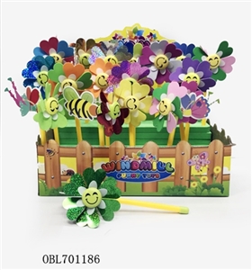 156 only 1 box of 3 kinds of smiling flower clip animal windmills - OBL701186