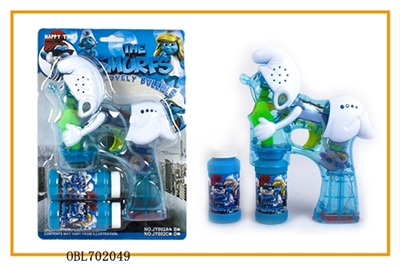Transparent Smurfs paint with four lights flash two bottles of water bubble gun - OBL702049