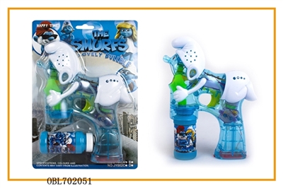 Transparent blue paint with four lights flashing single bottle water bubble gun - OBL702051