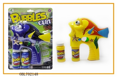 Solid color wonderful fish bottle double hose music blue lights flash bubble gun - OBL702148