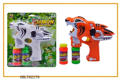 Solid color space tiger painting with blue lights two bottles of bubble gun - OBL702179