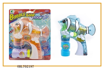 Transparent fan, clown fish painted with music four lights flashing single bottle water bubble gun - OBL702197