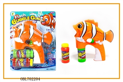 Solid color clown fish bottle double hose music blue light bubble gun - OBL702204