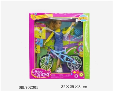 11.5寸活关节芭比配赛车自行车 - OBL702305