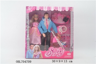 一家三口配推车(新西装) - OBL704709