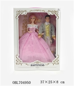 11寸实身9关节芭比婚纱与王子 - OBL704950