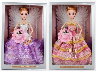 High-end box 11.5 inch 12 joint solid body with music with butterfly wings 3 d eyes dress barbie 2 o - OBL707015