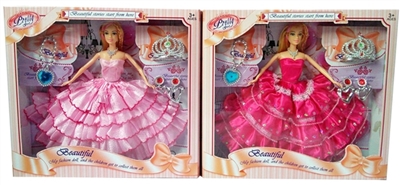 11.5 inch solid dress barbie necklace, crown, earring - OBL707099