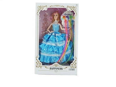 High-end box 11.5 inch solid body 12 joint wedding dress barbie with a wig - OBL707112