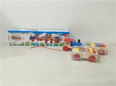 Three wooden train building blocks - OBL707964