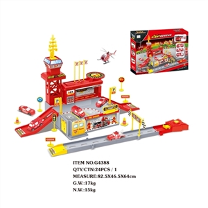 Fire > < ejection rail car park with only 1 plastic plane three car (slide) - OBL708991