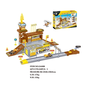 1 < project > ejection rail car park with plastic plane three car (slide) - OBL708992