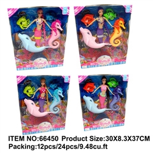 Mermaid with hippocampus dolphins and two small fish (4) - OBL709937